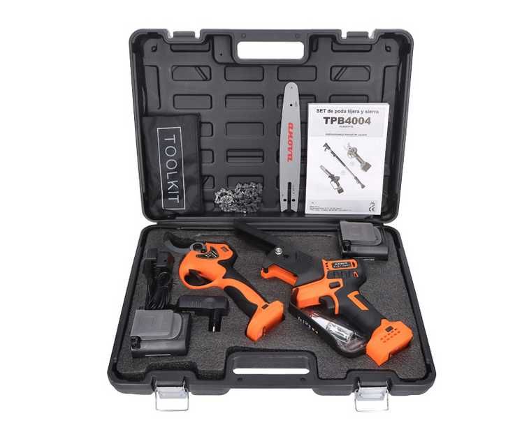 Kit de Poda ANOVA 21V – Tesoura 40mm + Serra 8” + Vara Extensível