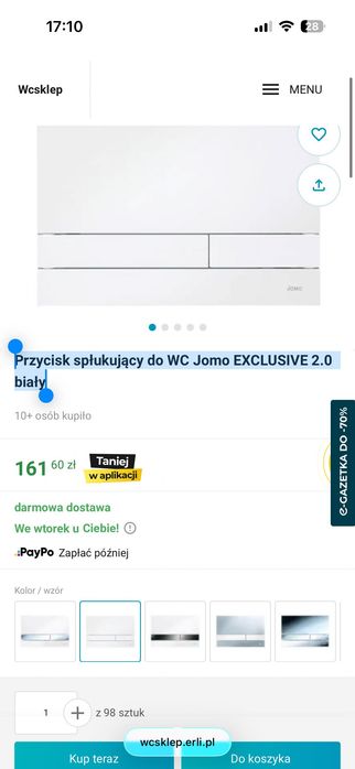 Przycisk spłukujący do WC Jomo EXCLUSIVE 2.0 biały