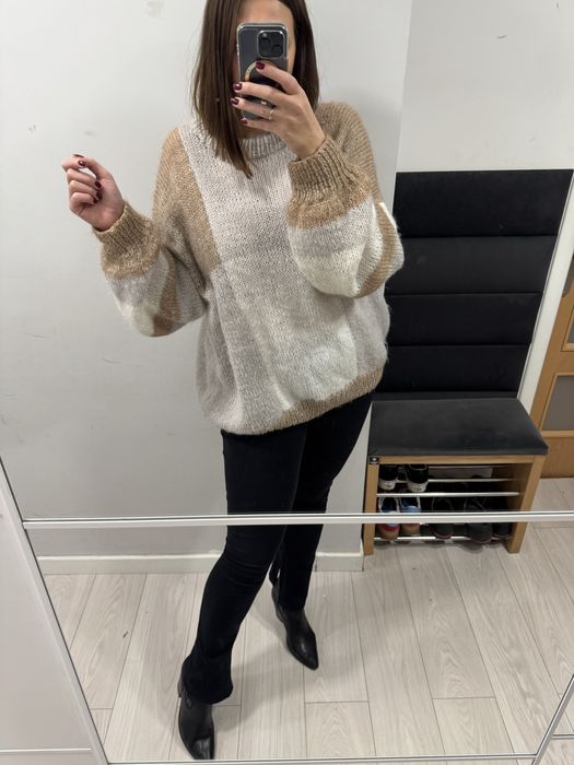 Piękny puchaty oversizowy oversize sweter sweterek