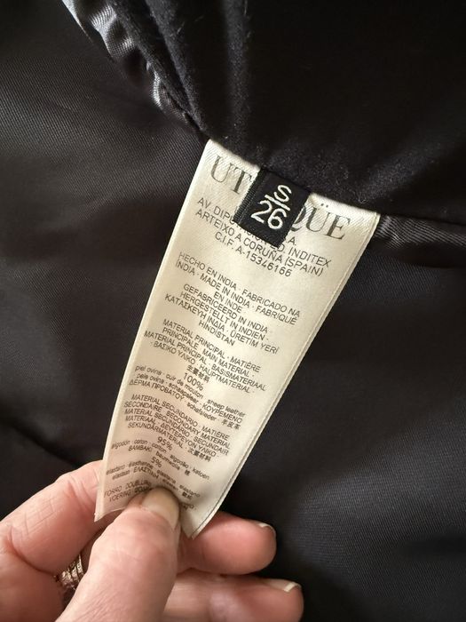 Casaco pele preta Massimi Dutti