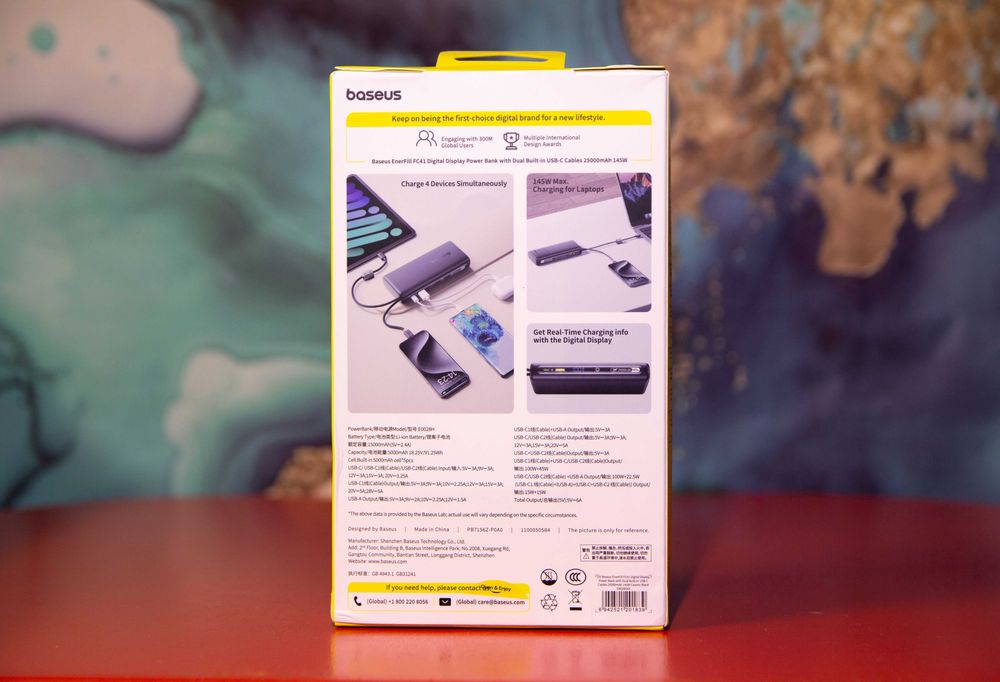 25000mAh/145W! ПаверБанк Baseus EnerFill FC41|2 Type-C|Для ноутбука