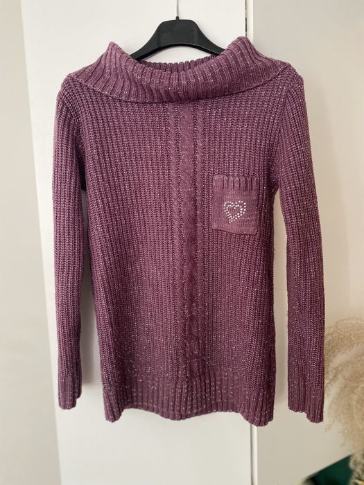 Sweter z golfem fioletowy r. 36/S