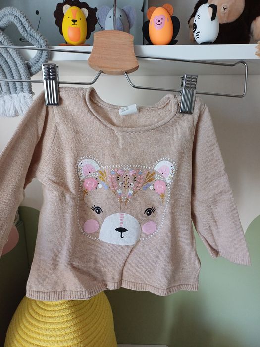 Sweterek miś boho r.68 h&m