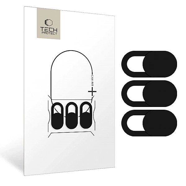 Zaślepka Tech-Protect Cam Fit+ 3-pack na kamerę w laptopie - czarna
