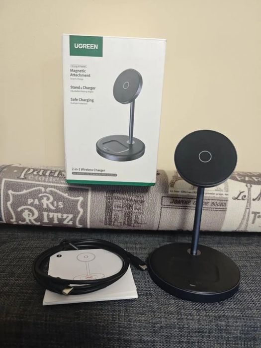 Бездротова зарядна станція Ugreen CD317 2in1 USB-C MagSafe Black