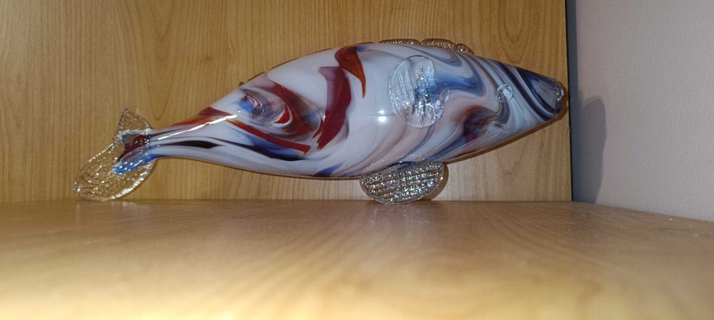 Szklana ryba figurka szkło kolorowe PRL