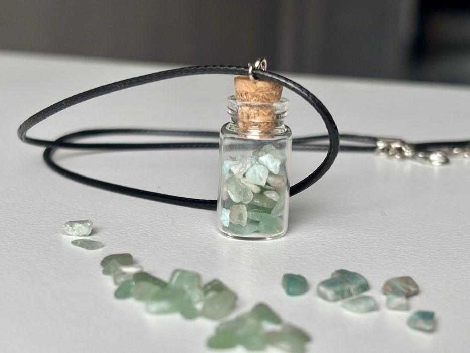 Amazonit turkus kamienie naturalne fiolka buteleczka prezent nasyjnik