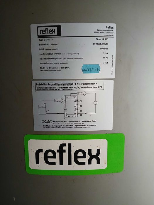 Буферна ємкість рефлекс 800 літрів. Акумуляційний бак.