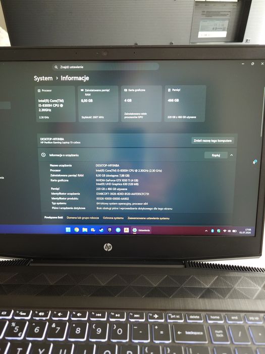 Laptop HP Pavilion 15 i5-8300H, GTX 1050 ti