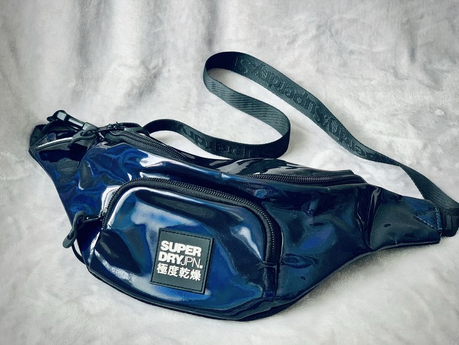 SuperDry • nerka saszetka na biodra • unisex lakierowana granatowa