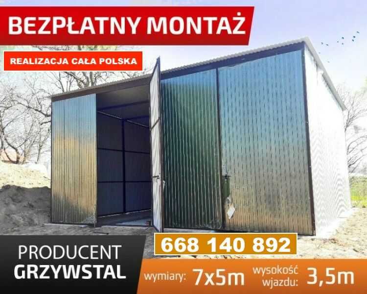 Garaż blaszany ZIELONY (RAL) -  Wiata - Hala Stalowa – GRZYWSTAL*