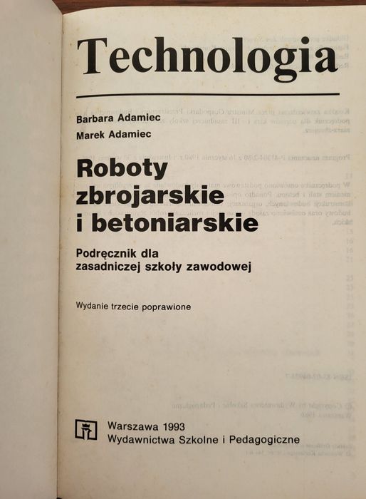 Roboty zbrojarskie i betoniarskie - Technologia. Książka