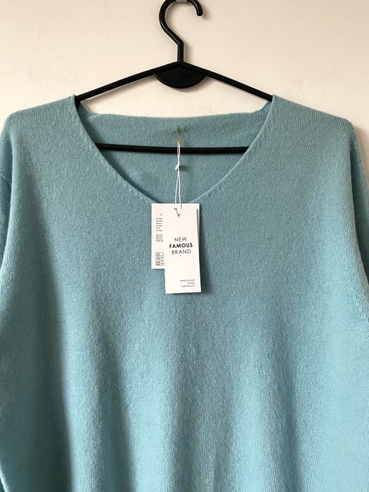 Nowy 100% wełna merino sweter dekolt w serek vneck dzianinowy