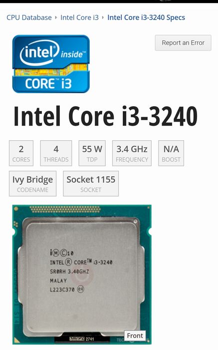 Proceesador Intel Core I3-3240  LGA 1155