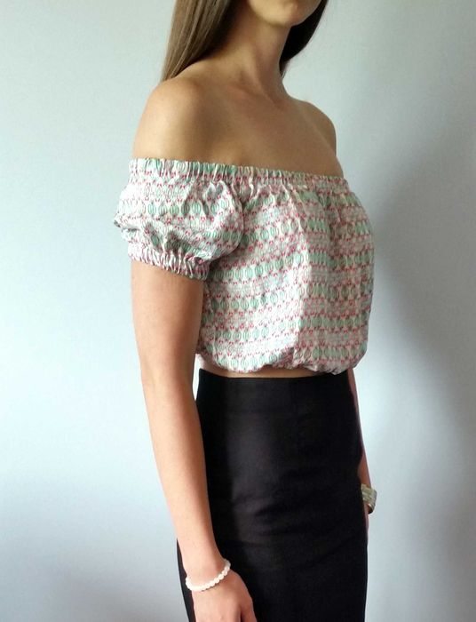 Top krótki hiszpanka crop odkryte ramiona S