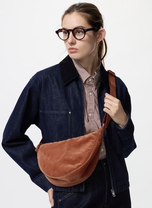 Вельветова сумка-кросбоді uniqlo round mini shoulder bag, оригінал