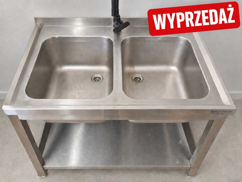 Zlew stół gastronomiczny ze stali nierdzewnej 100×70x85 + bateria