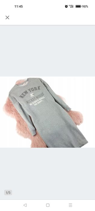 Szara dresowa dzianinowa sukienka