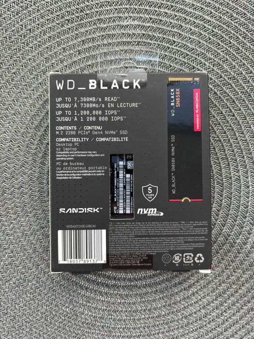 WD Black SN850X 4TB M.2 2280 (WDS400T2X0E)