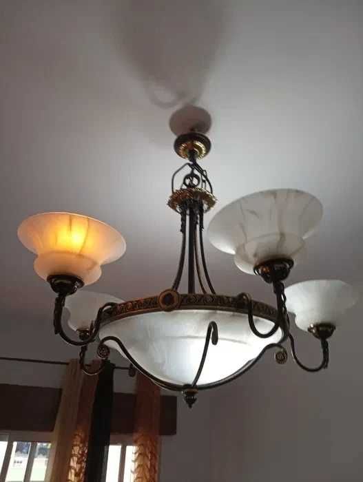 Candeeiro de teto Vintage em Ferro Preto e dourado*