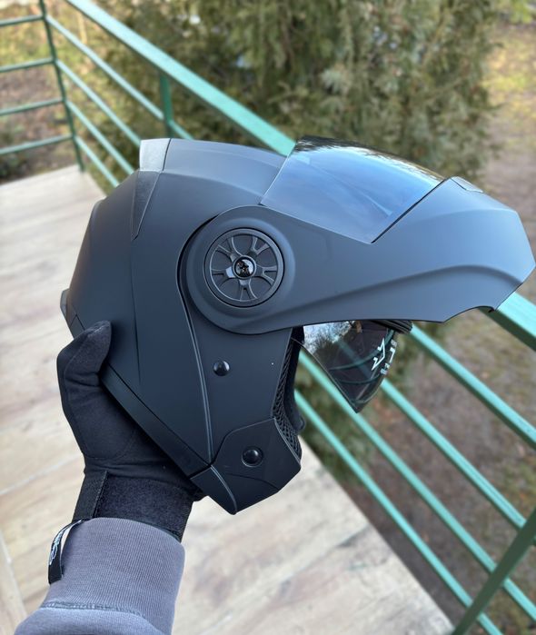 Мото шолом трансформер МОДУЛЯР ORZ helmets чорний шлем Flip-up MT, BLD