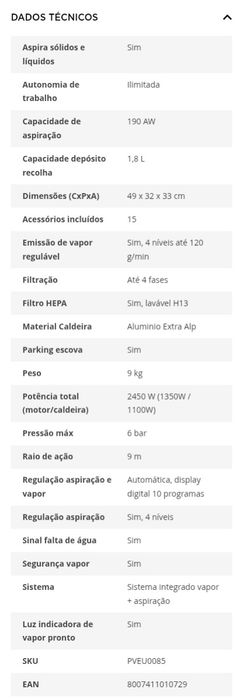 Máquina Limpeza Vapor POLTI Vaporetto Fav 80 Turbo Intell (1350 W - 6 bar)
