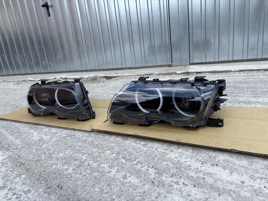BMW E46 Lampy BiLED BOSCH Coupe Cabrio Przedlift BLACK Ringi Cotton Regeneracja NOWE Piekne