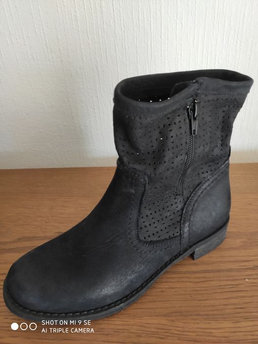 Skórzane botki roz 37