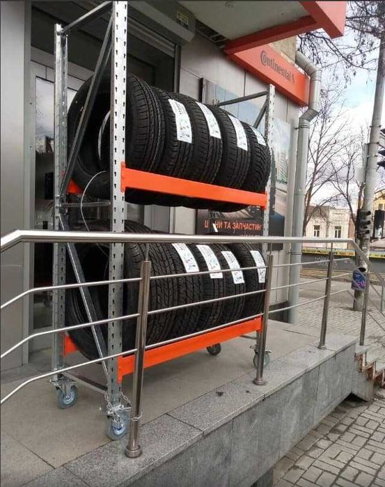 Стелажі складські поличні. Стелажі для коліс та шин. Збірно розбірні