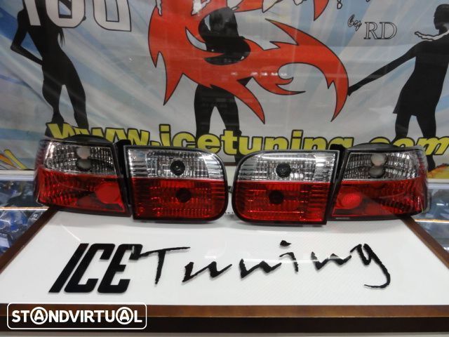 Faróis / farolins traseiros euro look para Honda Civic 92-95 2 / 4 portas red / clear (vermelho / cristal)