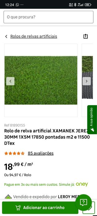 Rolo de relva artificial XAMANEK JEREZ 30MM 1X1,65