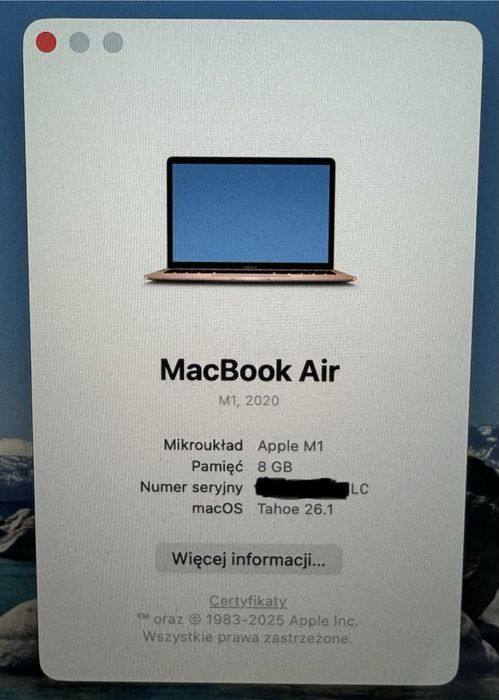 MacBook Air M1 | 8/256 GB | Złoty
