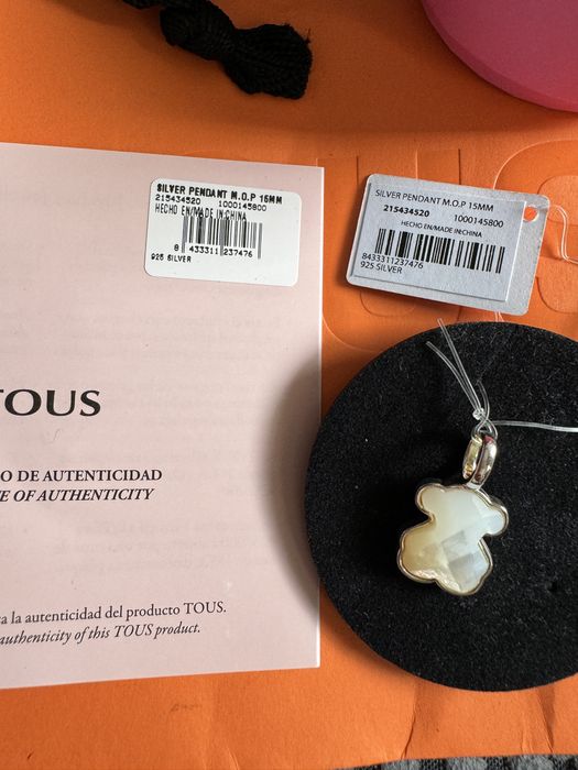Nowa srebrna zawieszka Tous Color masa perłowa certyfikat