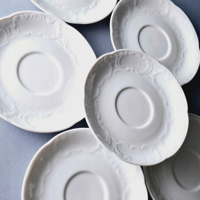 piękne białe spodki porcelanowe rokoko seltmann weiden
