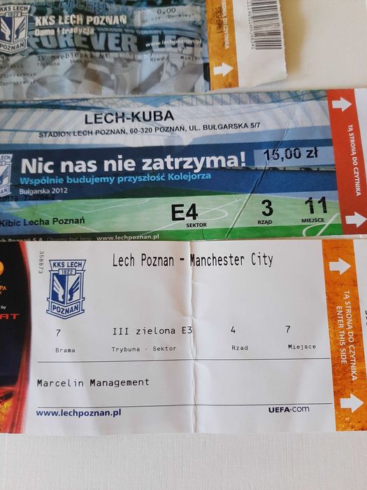 Lech Poznań unikatowe bilety kolekcjonerskie 4 szt
