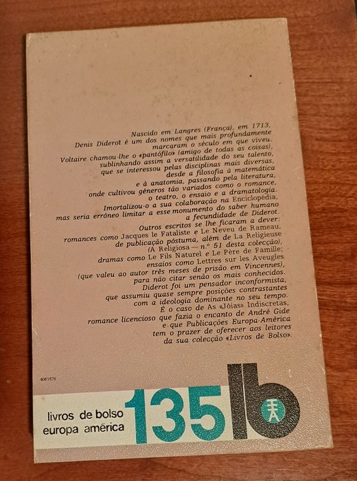 Livro  às Joias indiscretas- Diderot