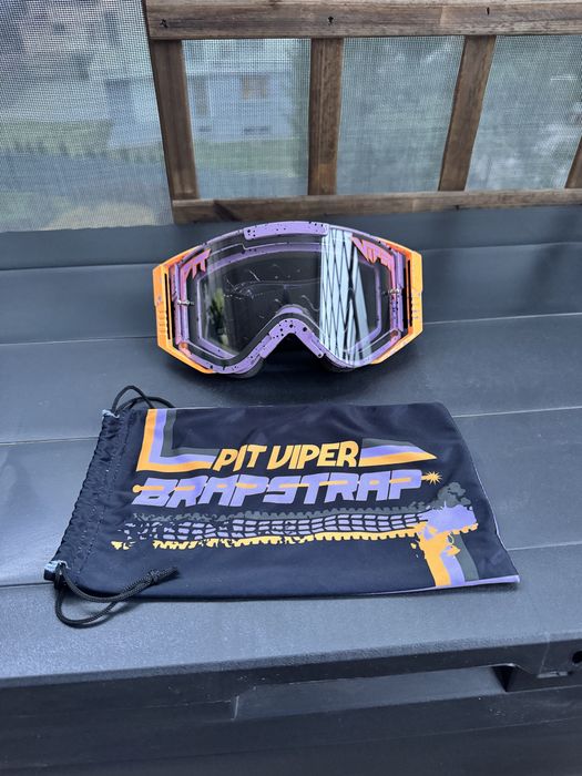 Gogle PIT Viper brapstrap, szyba clear fiolet enduro