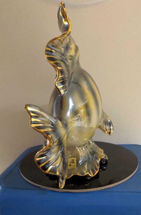 Estatueta Carpiè de Peixe Arte Nova/Art Déco em porcelana italiana