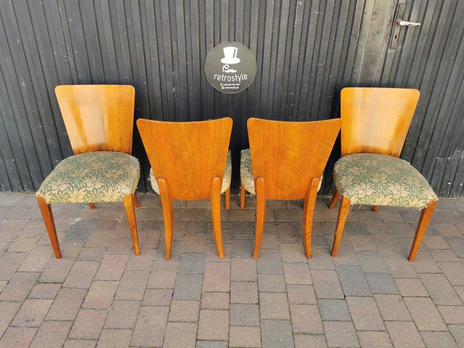 Krzesła ART DECO H-214 proj. J. Halabala, Czechosłowacja 30-50, Retro