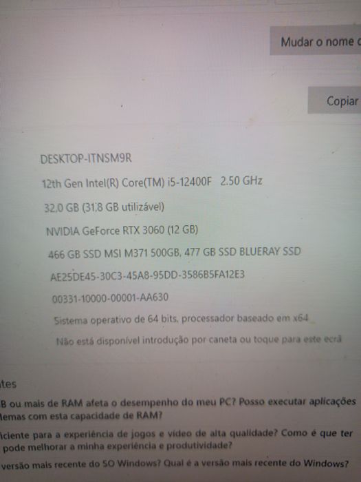 Vendo PC gamer GTX 3060 12gb
