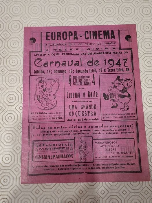 Cinema europa 1947 campo ourique programa carnaval