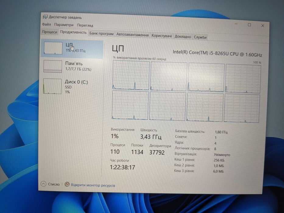 Ноутбук Fujitsu U729  intel i5 8265 3.0Ghz         8Gb/256Gb nvme