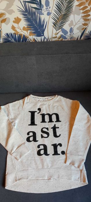 Beżowa bluza, bluzka ze ściągaczami jak nowa 134