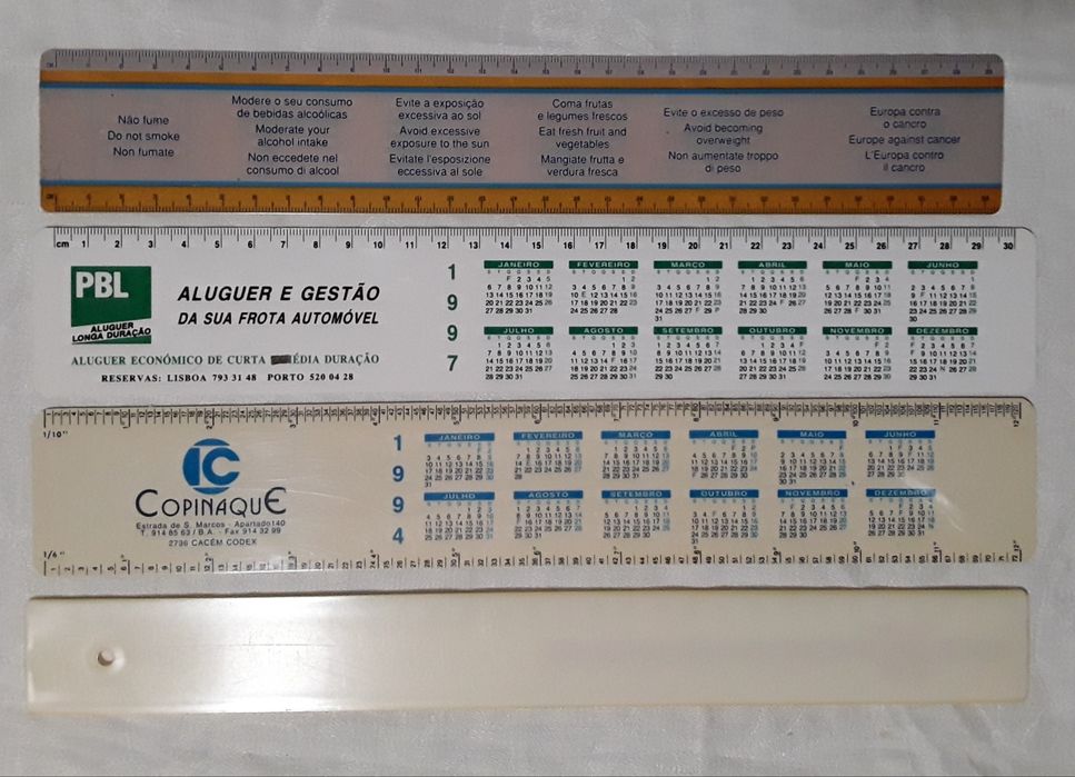 Réguas plásticas antigas para coleccionadores/colecção