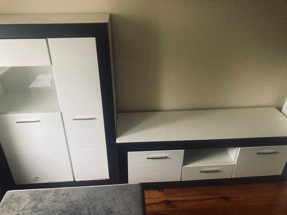 Witryna + szafka RTV [Zestaw Agata GRAY]