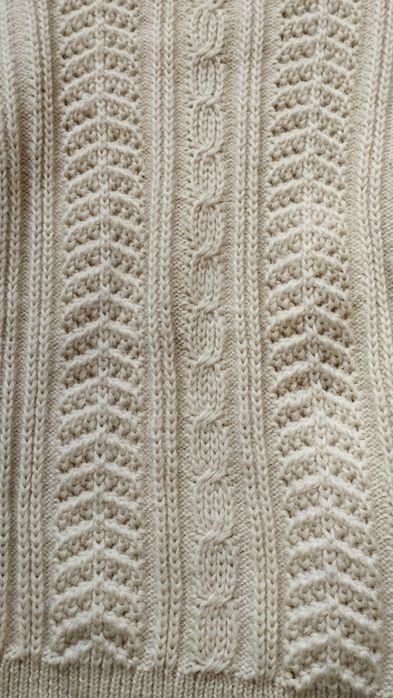 Sweter 100% wełna ecru maślany M L