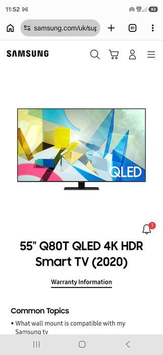 55" Q80T QLED4K HDR Smart TV (2020)