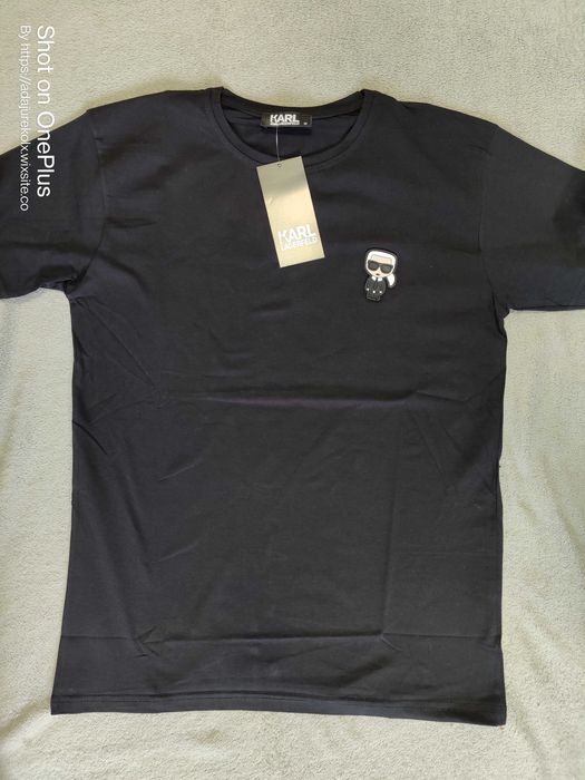 Koszulka męska Karl Lagerfeld Shirt maly znaczek Premium czarna