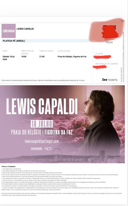 Bilhete Lewis Capaldi