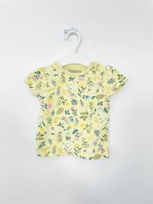 Żółty t shirt bluzka w kwiaty nutmeg 3-6 miesięcy 62/68
